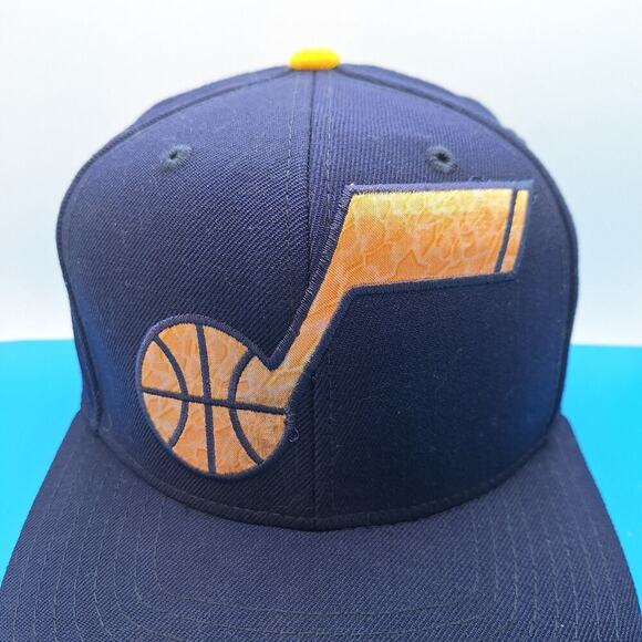 Adidas Utah Jazz Flat Brim Snapback Hat Blue Wool Cap NBA - Picture 3 of 8